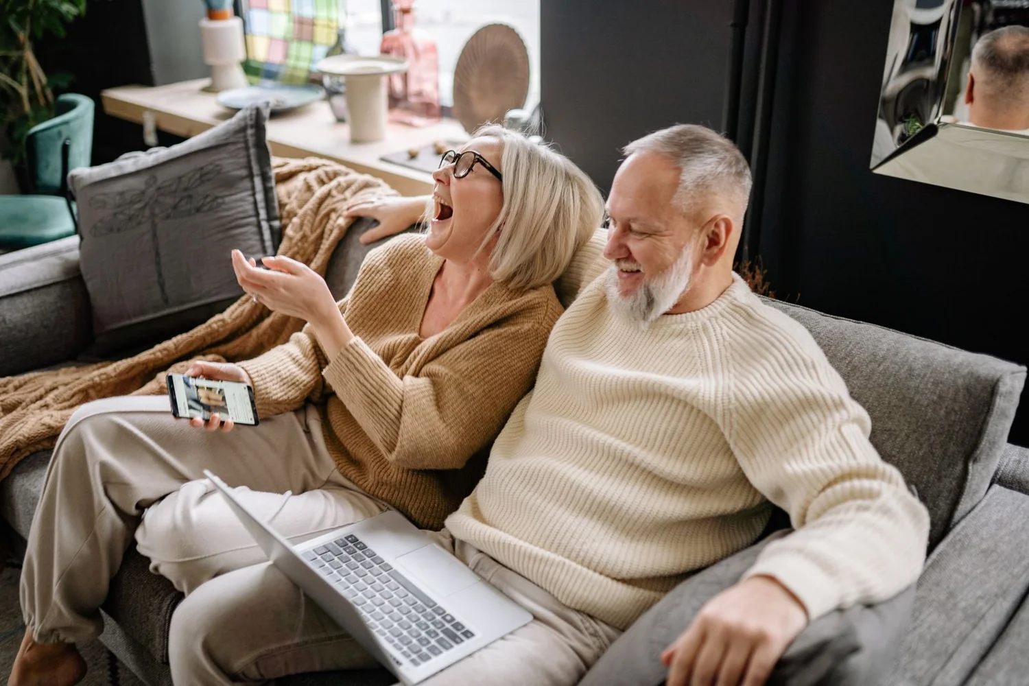 An older couple together at home